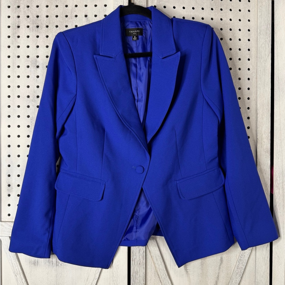 Tahari Royal Blue Single-Button Blazer Great Condition Office Tailored Size 6 - Picture 3 of 6